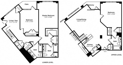 Floor plan for 3 beds, 3 baths, 2010 sqft